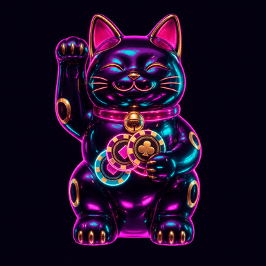 Golden Slots Casino Neon Lucky Cat mascot